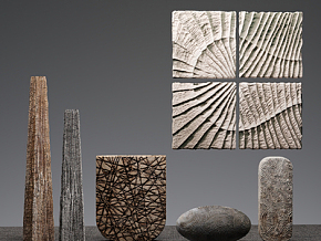 抽象石头雕塑3d模型