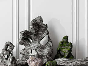 石头雕塑 现代假山石头园艺小品3d模型