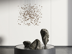 石头水景雕塑3d模型