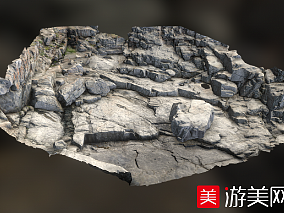 山坡上的岩石写实模型