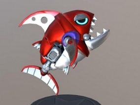 机械食人鱼怪物红色食人鱼机器人模型