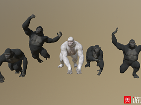 白色大猩猩黑色大猩猩五只模型