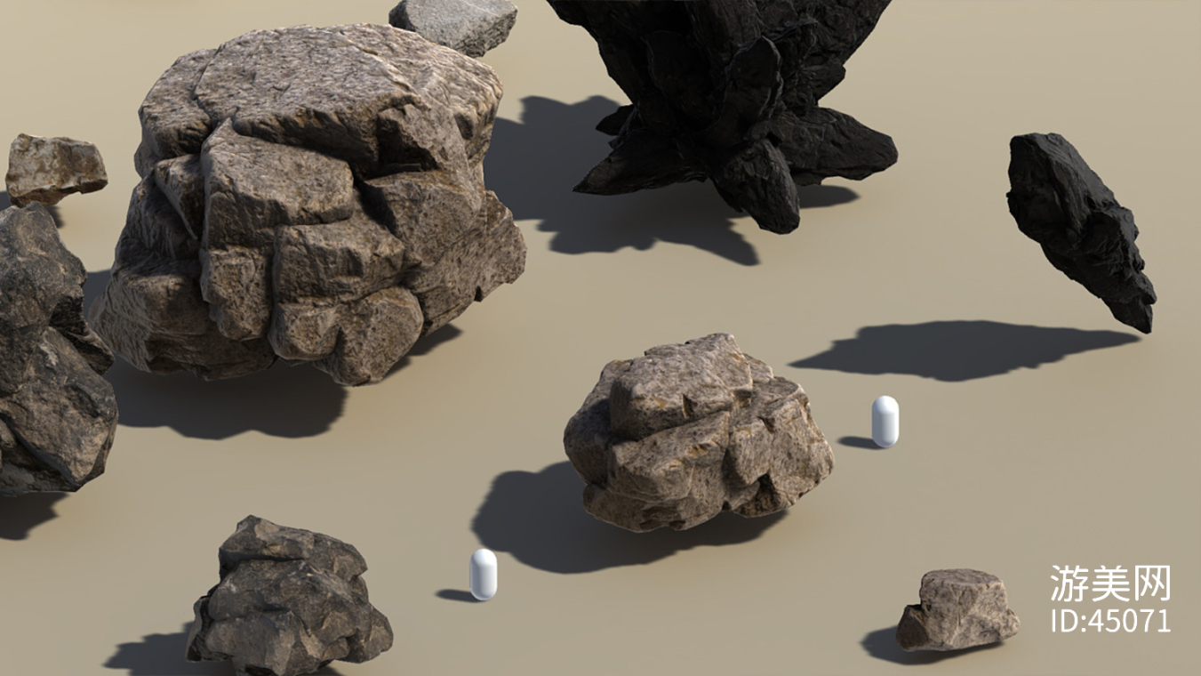 30个扫描建模的岩石模型