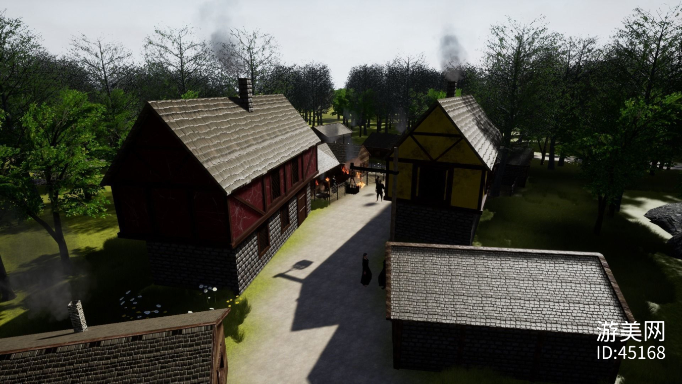 奇幻风格中世纪村庄低面数3D模型