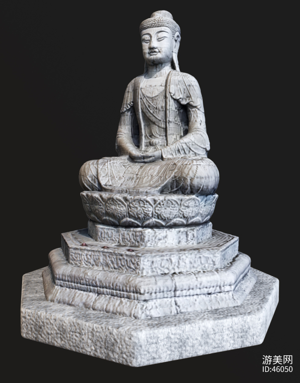 中式石雕佛像3d模型