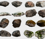 现代景观石头组合3d扫描模型