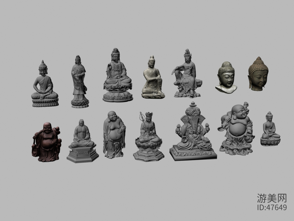 多种类型的中外佛像 佛像雕塑 观音 弥勒佛 泰国佛 雕像