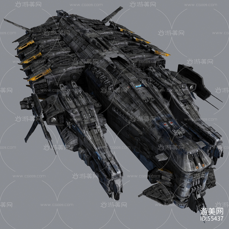 科幻战舰 科幻飞艇  4个组合 3d模型下载