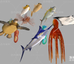 海洋生物,海底动物,海马海龟,剑鱼章鱼,海鱼