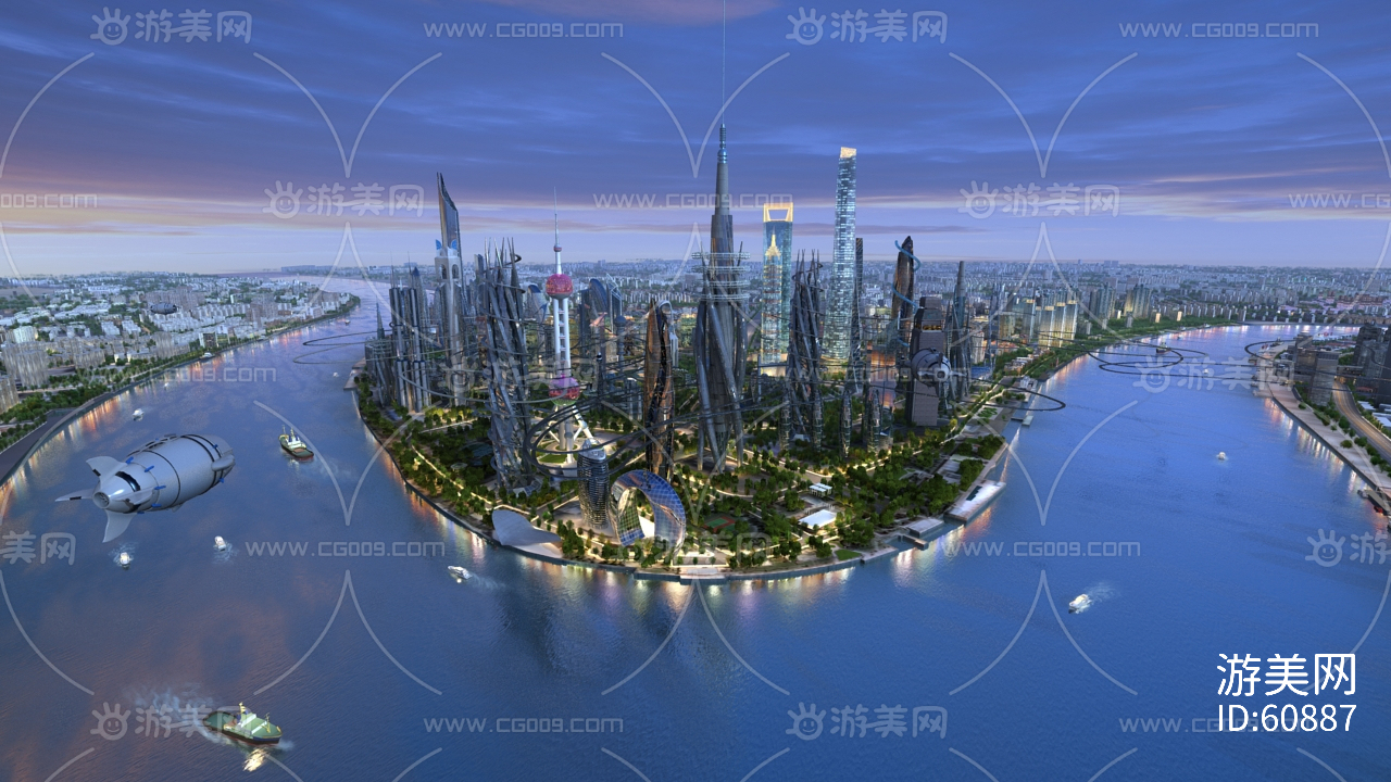 上海未来城 未来城市 未来科技 科技城市 科幻城市 悬浮道路