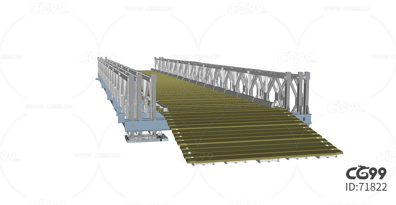 3D贝雷架钢桥su模型草图大师