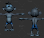 卡通风格的猴子 大耳猴模型 有张嘴闭嘴两种 可用于动画