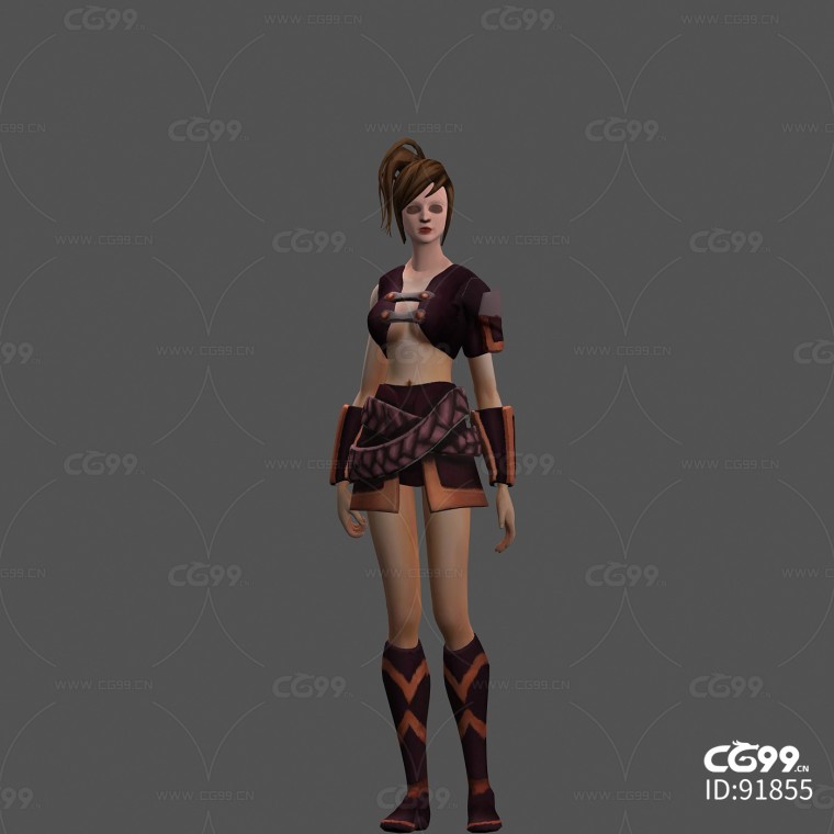 国产游戏角色模型 女战士30级套装（锻造）