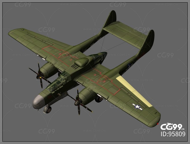 3Dmax水上战略战机军事模型 P61老式滑翔机