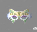 猫脸面具 盛装舞会面具 服饰道具 CG模型