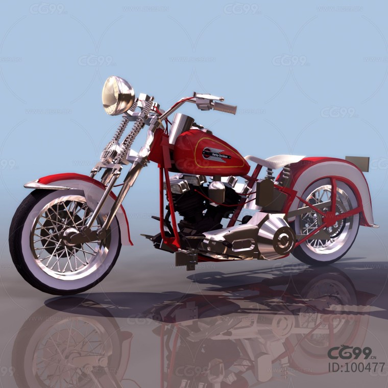 红色摩托车 现代双轮机车 ELTYPE CG模型