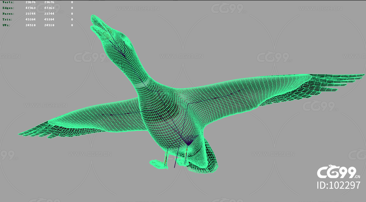 高模野鸭子绿头鸭大雁模型带骨骼权重4K贴图