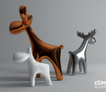 现代动物摆件 卡通鹿组合
