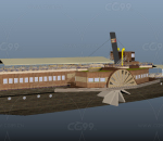 蒸汽木制游船模型