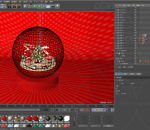 红色系圣诞节日水晶球主题C4D创意场景（OC渲染器）