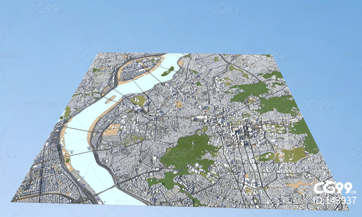 首尔3d城市模型 数字城市模型 首尔城市鸟瞰全景 韩国城市 城市简模 城市化