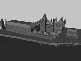 MAYA场景模型,港口城堡 3d模型