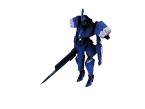 日漫风 骨骼绑定带动作 机甲高达 蓝色机器人 3d模型