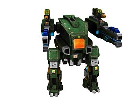 日漫风 骨骼绑定带动作 机甲高达 绿色机器人 3d模型