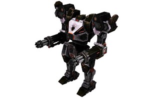 日漫风 骨骼绑定带动作 机甲高达 黑色机器人 3d模型