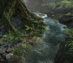 ue4 超写实大自然景色 热带森林 树木植物 瀑布 河流 天空 岩石 松树 虚幻4
