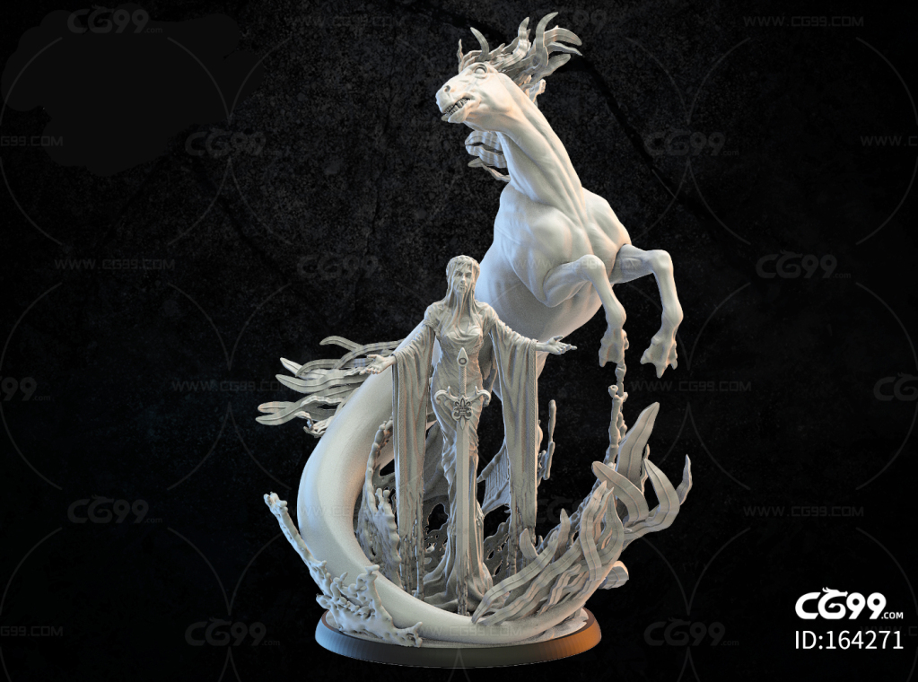 飞马女神雕塑3d打印模型