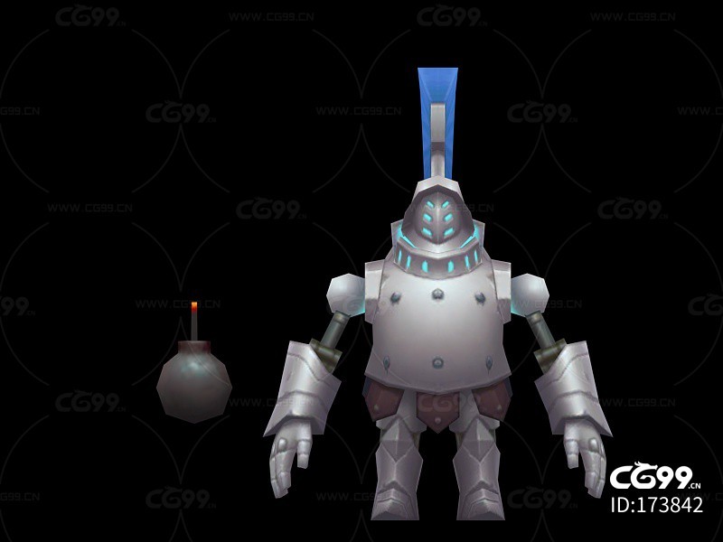 西幻 角色人物 银甲武士  3d模型