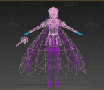 现代游戏角色 剑士美女 3d模型