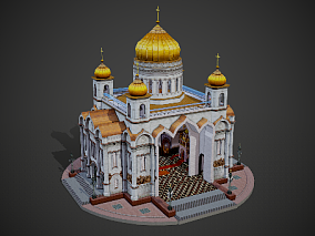 莫斯科 基督救世主大教堂 救世主大教堂 东正教地标建筑 3d模型