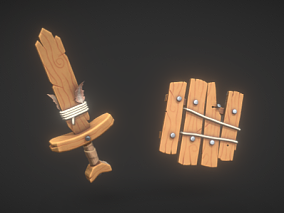 木剑 木头盾牌 卡通冷兵器 木头玩具 儿童武器玩具 木头盾牌 木头剑