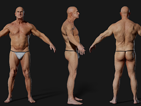 高精写实男性男人老年人体基础模型