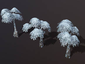雪景 雪景树林 风景树 白桦树 雪景树木 公园雪景 冰雪树叶 冬季树 3d模型