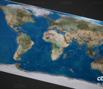 PBR 世界地图 地球 地形 中国地图 五大洲 大海 陆地