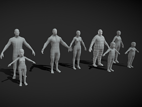 人体基础模型  人体模型布线  3D人物基础模型  人体建模  人物