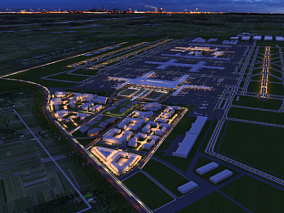 机场大鸟瞰  机场 机场跑道   航站楼   飞机   西安咸阳 国际机场