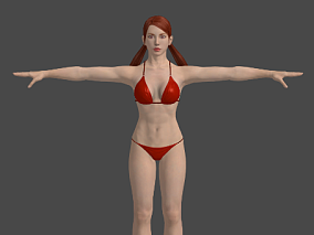 FBX+maya铁拳 美女角色 次时代比基尼美女模型 带骨骼 3d模型