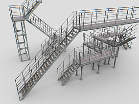 多种文件格式 脚手架 栏杆梯子 钢架 3d模型