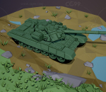低模 多边形 lowpoly 卡通 俄罗斯T-90 苏联 第三代主战坦克 T90