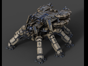 蜘蛛机械怪 机甲机枪 塔防武器 科幻机械 写实塔防游戏角色 3d模型