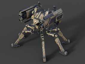 蜘蛛机械怪 机甲机枪 塔防武器 科幻机械 写实塔防游戏角色 3d模型