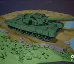 低模 多边形 lowpoly 卡通 俄罗斯T-90 苏联 第三代主战坦克 T90