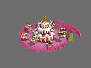 卡通 甜点 蛋糕 转椅 室内儿童游乐设备 3d模型