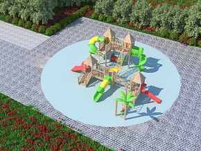 滑梯3D模型，娱乐设施，游乐场，公园，小公建，户外建筑