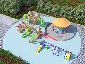 滑梯3D模型，娱乐设施，游乐场，公园，公共建筑，景观小品