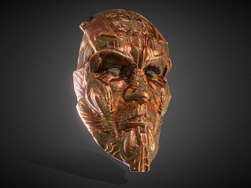 古代战士面具   金面具  面具   战士面具  部落面具  反派人物  怪物面具  3D模型
